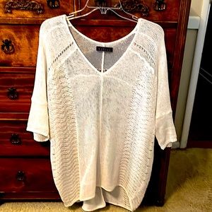 Large Sheer V-neck tunic sweater
